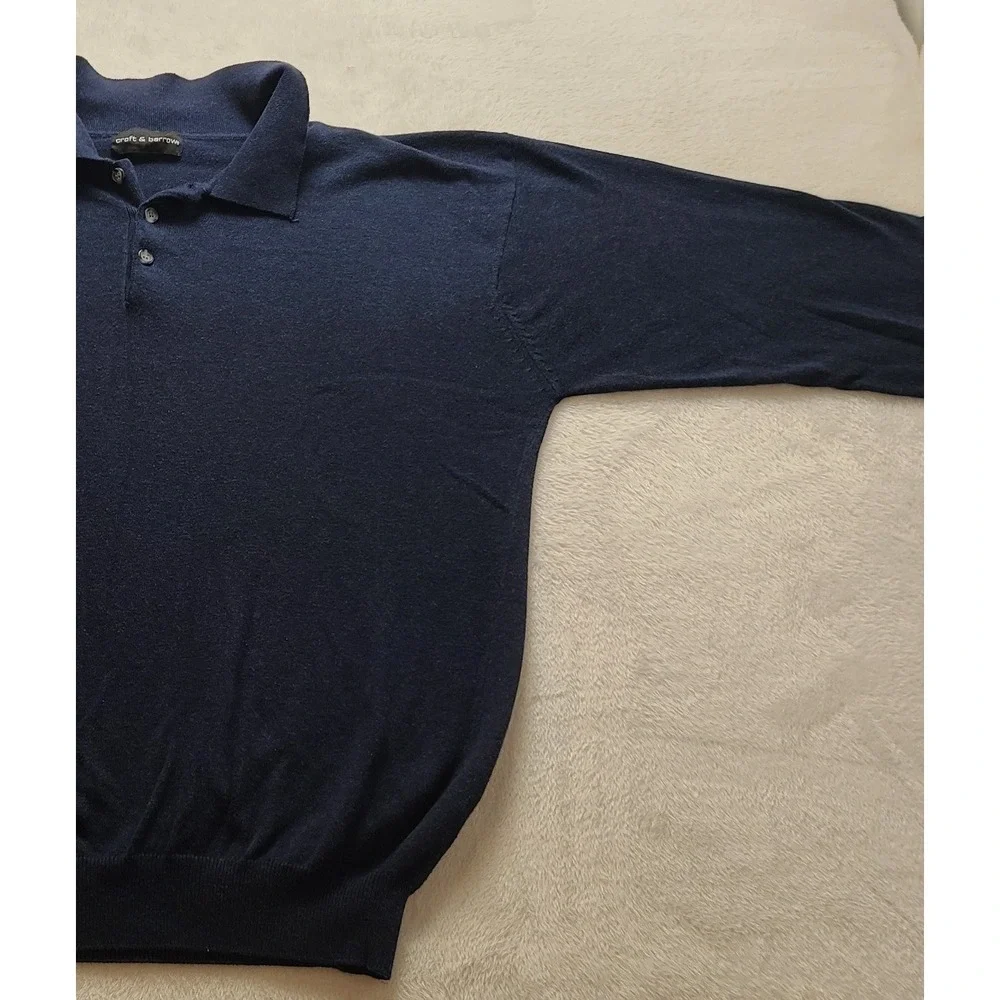 Croft‎ & Barrow Men's Navy Blue Long Sleeve Polo Sweater Knit Top Size XL